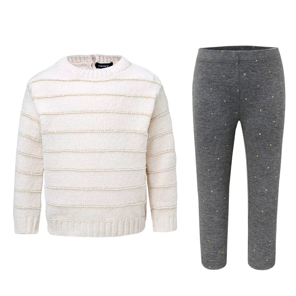 DKNY | Pantalón y Suéter ligero para niña Estilo Casual Kit 2 Piezas- 12-18 meses
