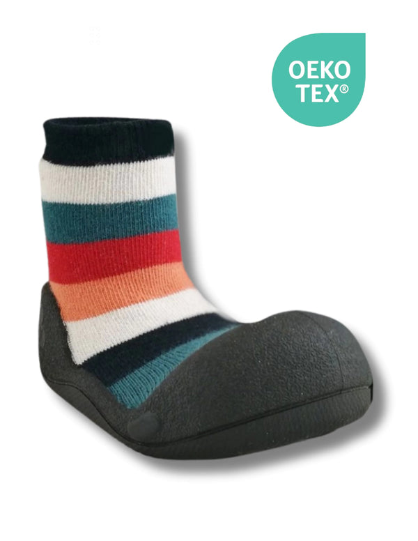 Attipas | Rainbow Black Zapato respetuoso para bebé e infantil Unisex